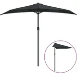 Balkon-Sonnenschirm Alu-Mast Schwarz 270x144x222cm Halbrund - Schwarz