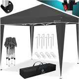 Pavillon 3x3m wasserdicht inkl. Tasche Pop-Up Klicksystem UV-Schutz 50+ Faltpavillon Gartenzelt Partyzelt Metall-Verstrebungen Anthrazit - Kesser