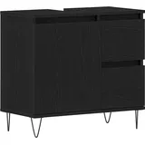 vidaXL Waschbeckenschrank mit Tür Schwarz Eichen-Optik 65 x 33 x 60 cm -
