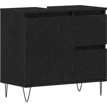 vidaXL Waschbeckenschrank mit Tür Schwarz Eichen-Optik 65 x 33 x 60 cm -