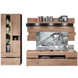 Die Möbelfundgrube Wohnwand Artisan Eiche Dekor Graphitgrau - mit LED-Beleuchtung