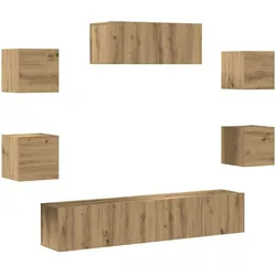 vidaXL 7-teiliges TV-Schrank-Set Wandmontage Artisan Eiche