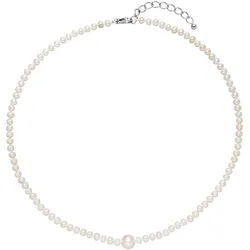 Perlenkette ADRIANA "Schmuck Geschenk Silber 925 Halskette La Maddalena, L46", bunt (silberfarben, weiß), Halsketten, Damen, Silber 925 (Sterlingsilber)-Seide-Perlen, L: 50cm B: 4,8mm, Silber 925 (Sterlingsilber), Seide, Perlen, Made in Germany - mit Süßwasserzuchtperle, B:4,8mm