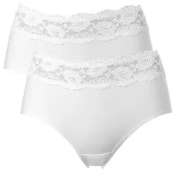 Trofe Lace Trimmed Midi Briefs 2P Weiß Baumwolle Small Damen