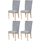 Casa Padrino Chesterfield Neo Barock Esszimmer Stuhl 4er Set Grau / Naturfarben - Küchenstühle Set - Esszimmer Möbel - Chesterfield Möbel - Neo Barock Möbel