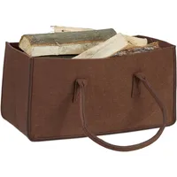 Relaxdays Kaminholztasche Filz 25 x 50 cm Braun