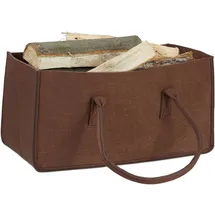 Relaxdays Kaminholztasche Filz 25 x 50 cm Braun