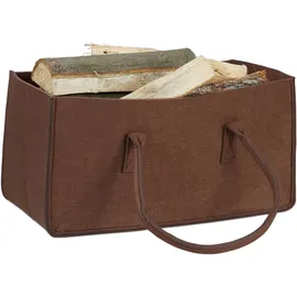 Relaxdays Kaminholztasche Filz 25 x 50 cm Braun