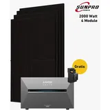 Balkonkraftwerk Balkonkraftwerk Balkonstrom Balkonkraftwerk 2000W Solaranlage mit Speicher | 4xSolarmodul Bifazial | Anker Solix 3 Pro | Kabel 3m - 0 % MwSt. (gem. § 12 Abs. 3 UStG)