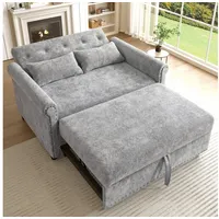 Odikalo Schlafsofa Sofas wohnzimmer Schlafcouch Tagesbett mit Schlaffunktion, 2-Sitzer Klappsofa mit 3-fach verstellbarer Rückenlehne Ausziehbares Gästebett aus hochwertigem Chenille-Stoff Inklusive 2 Komfort-Kissen grau