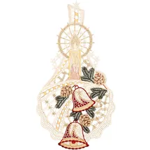 w. reuter & sohn - plauener spitze Fensterbild "Kerze und Glocken" Gr. 1, gelb (ecru, goldfarben, hellgelb), B:20cm H:37cm, Polyester, W. REUTER & SOHN - PLAUENER SPITZE, Fensterbilder, Made in Germany