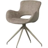 Esszimmerstuhl Eliva 2er-Set, grober Samtbezug, modern drehbar, sandfarben, Metallgestell