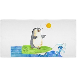 Mr. & Mrs. Panda Handtuch Pinguin Surfer – Weiß – Geschenk, Portugal, groß, surfen, Handtuch, W, (1-St) weiß 10 cm x 50 cm