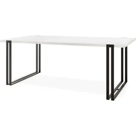 egen micha kliszczun Ausziehbarer Esstisch - Großer Tisch im Loft-Stil mit Schwarze Metallbeinen 140 bis 240 cm - Industrietisch für das Wohnzimmer - Spacesaver - Wei... - Weiß