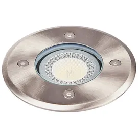 LINDBY Bodeneinbaustrahler Edelstahl Ø11cm GU10 IP67 1-flammig grau