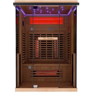Dewello Dewello® Infrarotkabine Infrarotsauna KENORA 130x105 für 1-2 Personen aus Hemlockholz, Dual Therm, mit Salzsteinoptik