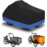 Lastenrad Abdeckung 420D Oxford-Stoff Fahrradabdeckung Wasserdicht Outdoor Fahrradgarage Wetterfest Lastenfahrrad Abdeckplane Abdeckung, Schwarz und Blau