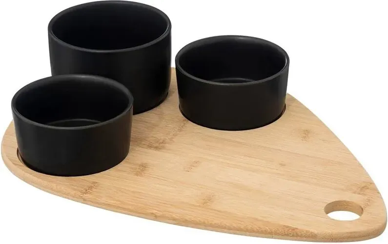 4-teiliges schwarzes Bambus-Snack-Set