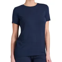 SCHIESSER Damen Schlafshirt Kurzarm Modal - Mix + Relax Pyjamaoberteil, Blau_175475, 48 Große Größen EU