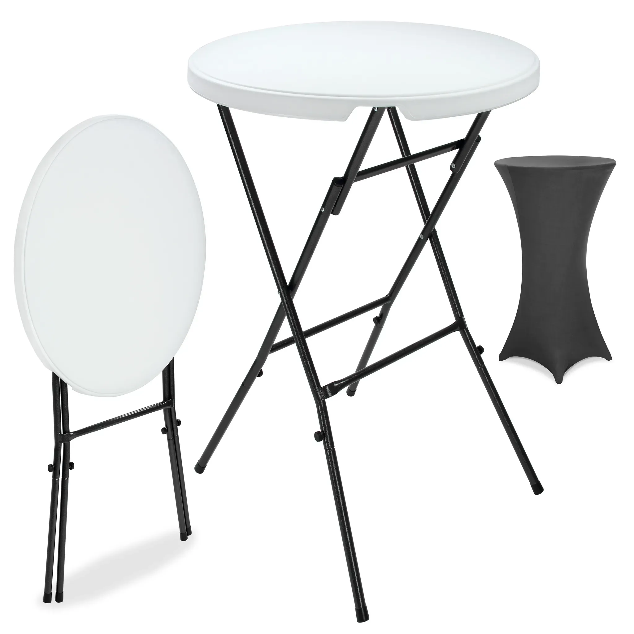 Bar table white Ø72cm + bar table cover anthracite Ø70cm