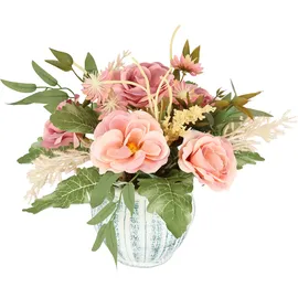I.GE.A. Kunstblume I.GE.A. "Gesteck Rosen im Topf", lila (mauve), B:26cm H:24cm L:26cm, Polyester, Kunstpflanzen