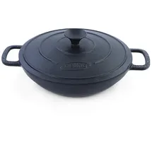 RAMROXX 28cm Wok Pfanne Gusseisen Antihaftbeschichtet mit Deckel Massiv 4,7kg