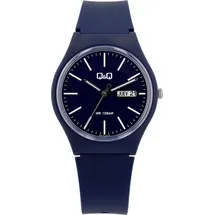 Q&Q Uniuhr mit Silikonarmband in dunkelblau, 10 Bar wasserdicht