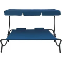 vidaXL Garten-Sonnenliege mit Sonnendach 200 x 173 x 135 cm blau inkl. Kissen