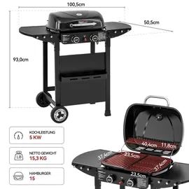 Royal Gourmet 2-Brenner Gasgrill und Griddle Combo schwarz