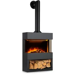 KlarsteinZermatt Elektrischer Kamin 900/1800W Thermostat FlammenillusionSchwarz