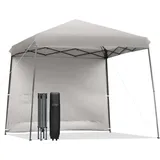 GOPLUS 3m x 3m Faltpavillon, Hoehenverstellbarer Pop-Up Pavillon mit Abnehmbarer Seitenwand für Sonnenschutz, Partyzelt mit Erdspiessen, Windseilen &