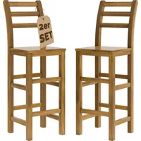CASARIA Barhocker 2er Set Holz mit Lehne Outdoor 75cm