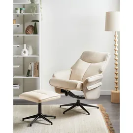 Beliani Fernsehsessel ERATO Kunstleder 0 x 0 x 0 cm Hellbeige mit verstellbarer Rückenlehne