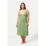 Ulla Popken Damen große Größen Übergrößen Plus Size Negligé, Spitzenband, V-Ausschnitt, verstellbare Träger blassgrün 54+ 820615410-54+ - 54-56