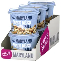 Maryland Snack Nüsse geröstet & gesalzen 275g Becher Vorratspack Erdnüsse, Cashewkerne und Mandeln in Nussmischung Wiederverschließbarer Becher (6 x 275g)