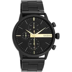 Quarzuhr OOZOO, schwarz, Armbanduhren, Herren, Armbanduhr, Herrenuhr, Edelstahlarmband, Chrono-Look