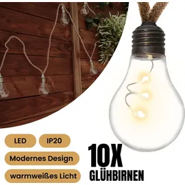 STAR Trading LED Lichterkette mit 10 Glühbirnen, für den Innenbereich, batteriebetrieben mit Timer, warmweißes Licht, IP20, dekorative Lichterkette Glühbirnen für den Innenbereich