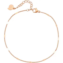 Hey Happiness Strukturiertes Glieder Fußkettchen, aus Edelstahl Rosegold Damen 