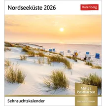 Harenberg Nordseeküste Sehnsuchtskalender 2026 - Wochenkalender mit 53 Postkarten