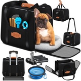 LOVPET LOVPET® Hundebox Hundetasche Transportbox 2in1 Hunde & Katzentasche Hundetransportbox inkl. Pet-Kissen + 3x Beutelrollen + Napf 44x31x36xm Transporttasche für Haustiere, Haustiertransportbox