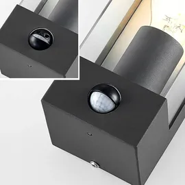LINDBY Außenwandleuchte Aluminium 25,0 cm mit Bewegungsmelder grau