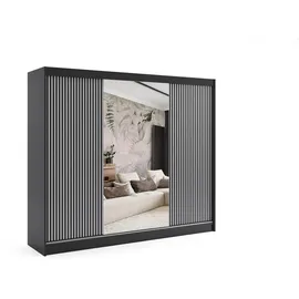 altdecor Kleiderschrank, Schwarz, Holzwerkstoff, 250x215x61 cm, Schlafzimmer, Kleiderschränke