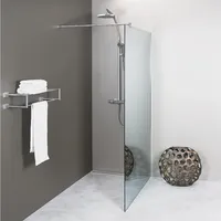 Evenes Walk-In Glasduschwand Elja mit Wandprofil + Stabilisierungsstange rund
