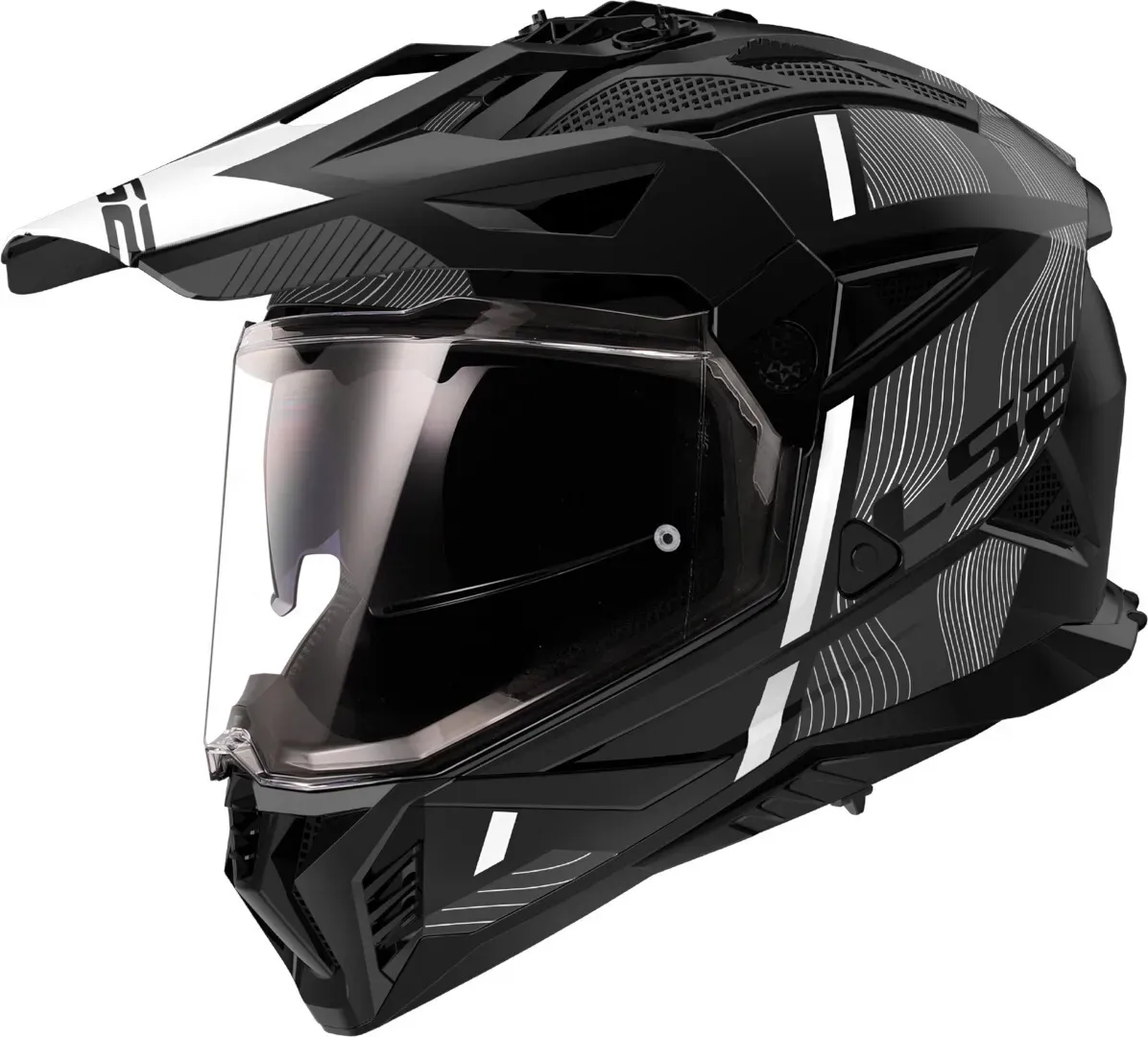 LS2 MX702 Pioneer II Hill Motorcross Helm, zwart-wit, M Voorman