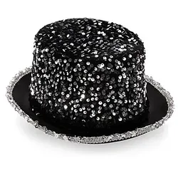 Zylinder "Pailletten", silber/schwarz