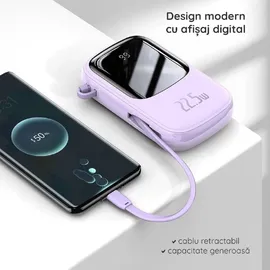 Baseus Qpow Pro+ 10000mAh Powerbank 22.5W USB-C/USB-A mit Kabel - Violett