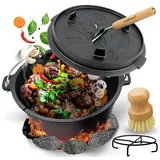 holz4home® Dutch Oven I eingebrannter Feuertopf aus Gusseisen 9 Liter