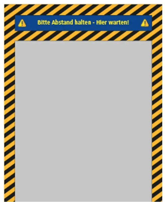 Axis Line Bodenaufkleber (indoor) “Bitte Abstand halten” – Streifen + Gang - hier warten 80x100 cm
