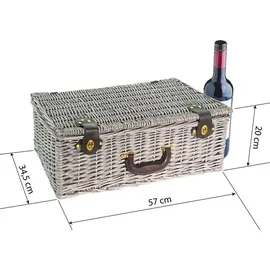 BEM Picknickkorb für 6 Personen 40 teiliges Set Weide 40 x 30 x 20 cm braun