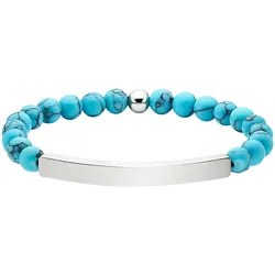 Armband "Schmuck Geschenk flexibles Armband", blau (edelstahlfarben, blau, blau), ANISTON JEWELRY & WATCHES, Armbänder, Damen, Edelstahl, mit Aventurin oder Türkis-Imitat